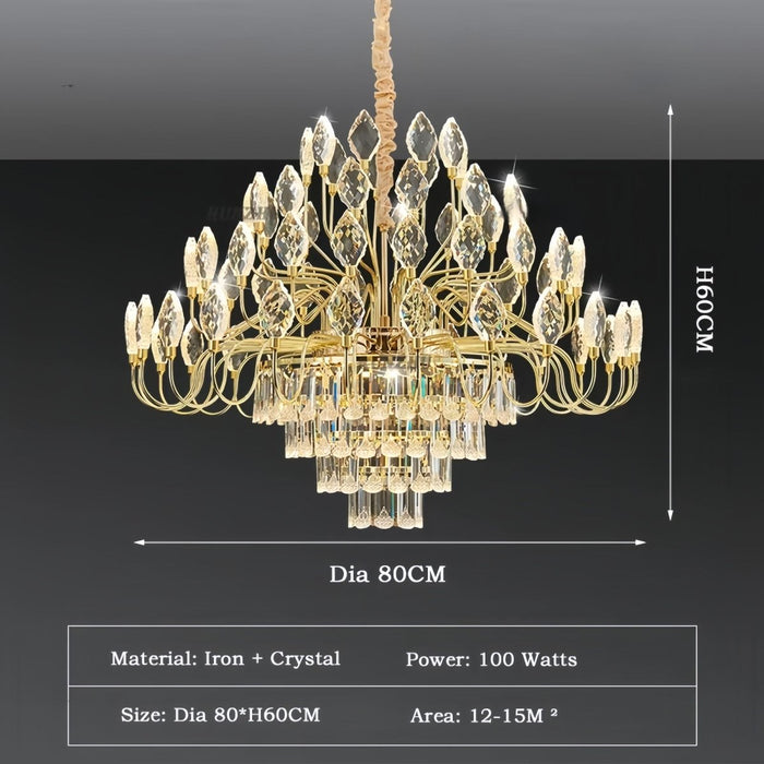 BAMDECOR C3347 Modern Luxury Crystal - leaf Chandelier LED Fashion Creativity Pendant Ceiling Lights(80cm - Gold) - Amazingooh Wholesale