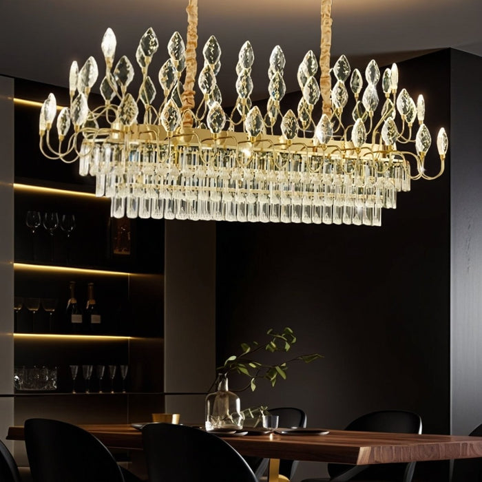 BAMDECOR C3347/OV Modern French Home Decor Luxury Crystal - leaf Chandelier LED Fashion Creativity Pendant Ceiling Lights(120cm - Gold) - Amazingooh Wholesale