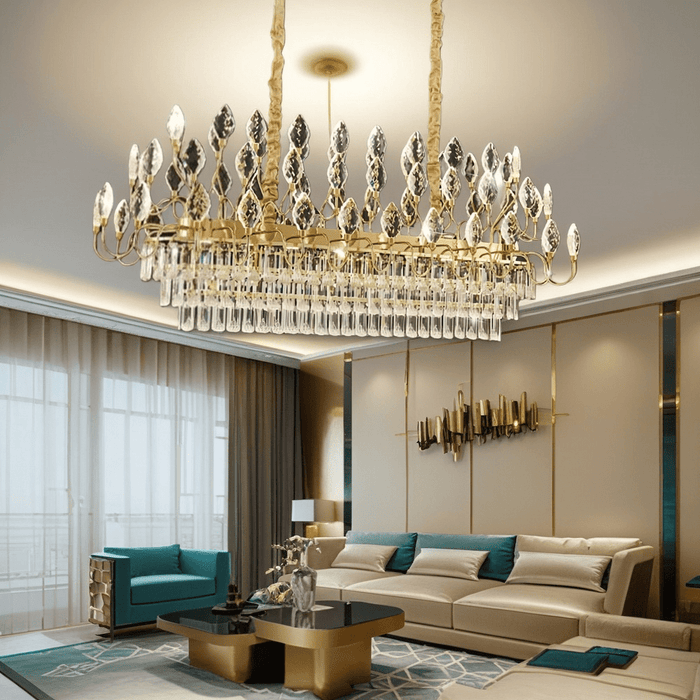 BAMDECOR C3347/OV Modern French Home Decor Luxury Crystal - leaf Chandelier LED Fashion Creativity Pendant Ceiling Lights(120cm - Gold) - Amazingooh Wholesale