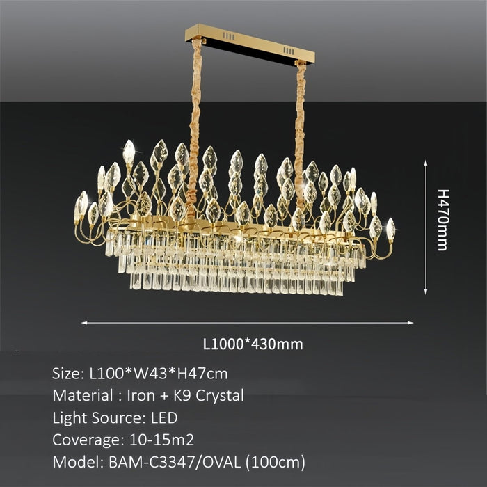 BAMDECOR C3347/OV Modern French Home Decor Luxury Crystal - leaf Chandelier LED Fashion Creativity Pendant Ceiling Lights(120cm - Gold) - Amazingooh Wholesale