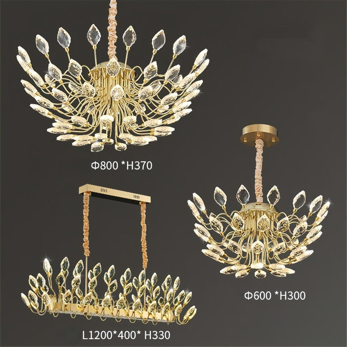 BAMDECOR C3348 Modern Luxury Crystal - leaf Chandelier LED Fashion Creativity Pendant Ceiling Lights(80cm - Gold) - Amazingooh Wholesale