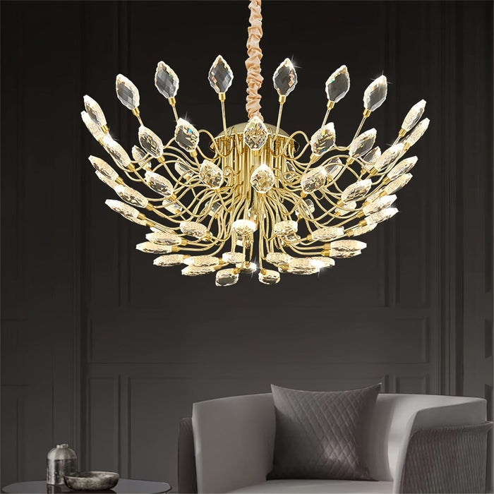 BAMDECOR C3348 Modern Luxury Crystal - leaf Chandelier LED Fashion Creativity Pendant Ceiling Lights(80cm - Gold) - Amazingooh Wholesale