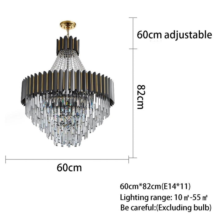 BAMDECOR C3355 Modern Crystal Chandelier Farmhouse Crystal Light Fixtures Hanging Ceiling Pendant Light (Black-60cm) - Amazingooh Wholesale
