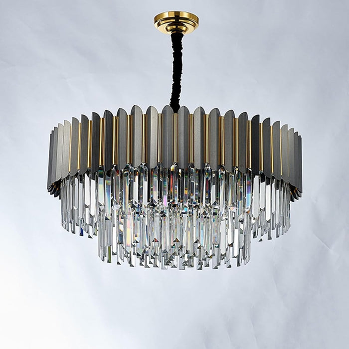 BAMDECOR C3355 Modern Crystal Chandelier Farmhouse Crystal Light Fixtures Hanging Ceiling Pendant Light (Black-60cm) - Amazingooh Wholesale