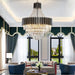 BAMDECOR C3355 Modern Crystal Chandelier Farmhouse Crystal Light Fixtures Hanging Ceiling Pendant Light (Black-60cm) - Amazingooh Wholesale