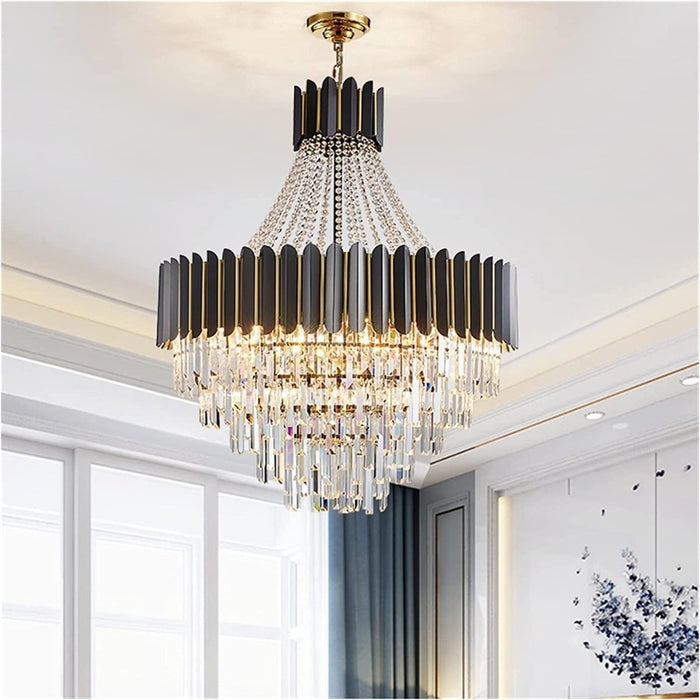 BAMDECOR C3355 Modern Crystal Chandelier Farmhouse Crystal Light Fixtures Hanging Ceiling Pendant Light (Black-60cm) - Amazingooh Wholesale