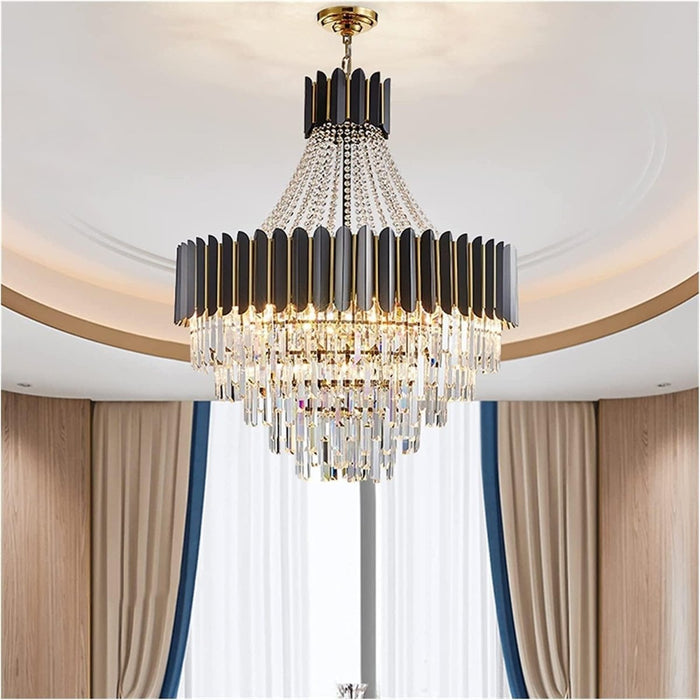 BAMDECOR C3355 Modern Crystal Chandelier Farmhouse Crystal Light Fixtures Hanging Ceiling Pendant Light (Black-60cm) - Amazingooh Wholesale