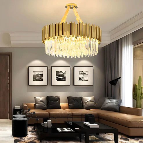 BAMDECOR C3356/1 Grande Single Layer Round Crystal Chandelier (Gold - 55cm) - Amazingooh Wholesale
