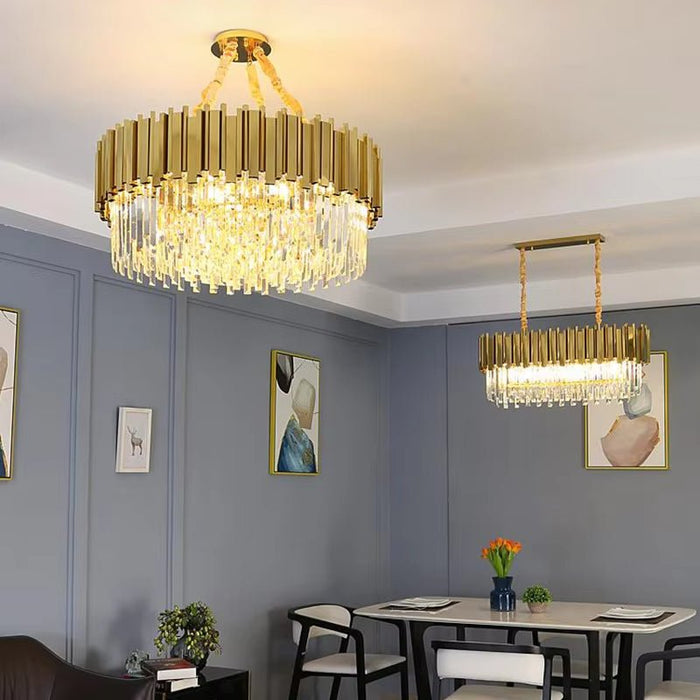 BAMDECOR C3356/1 Grande Single Layer Round Crystal Chandelier (Gold - 55cm) - Amazingooh Wholesale