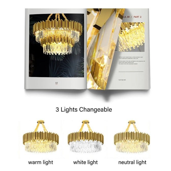 BAMDECOR C3356/1 Grande Single Layer Round Crystal Chandelier (Gold - 55cm) - Amazingooh Wholesale