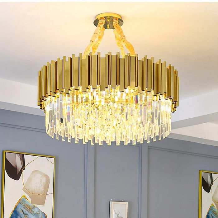 BAMDECOR C3356/1 Grande Single Layer Round Crystal Chandelier (Gold - 55cm) - Amazingooh Wholesale