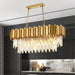 BAMDECOR C3356/OVAL Modern Oval Crystal Chandelier Gold Ceiling Light Luxury Pendant Lights 3 Colors Island Light Linear Chandeliers (L90xW35cm) - Amazingooh Wholesale