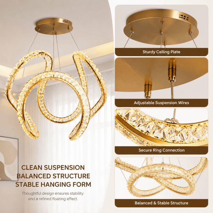 BAMDECOR C3602 60cm Modern Pendant Light Chic Circular LED Chandelier (Brass Gold) - Amazingooh Wholesale