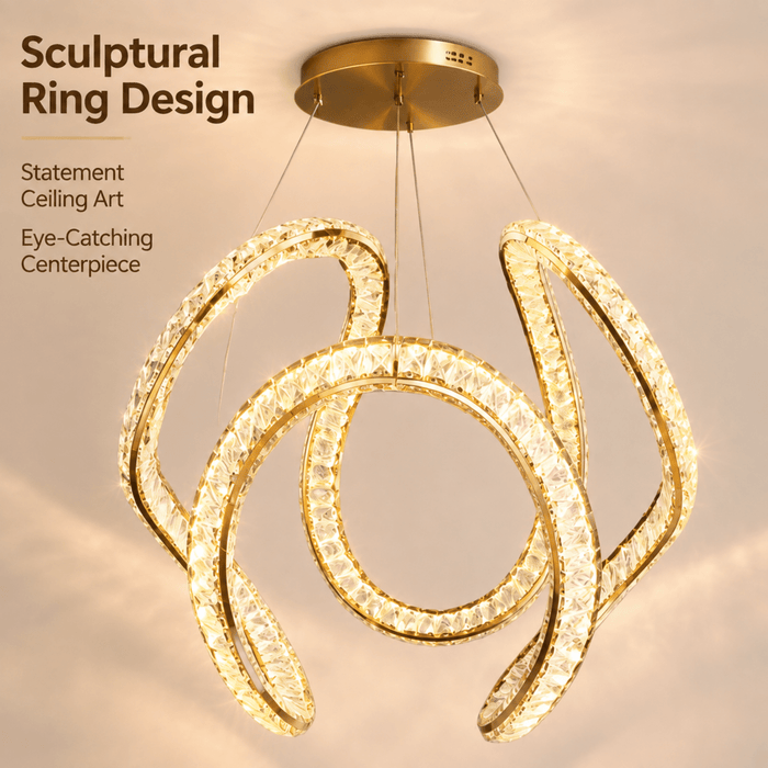 BAMDECOR C3602 60cm Modern Pendant Light Chic Circular LED Chandelier (Brass Gold) - Amazingooh Wholesale