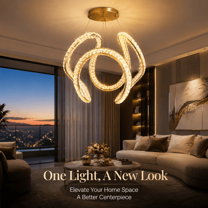 BAMDECOR C3602 60cm Modern Pendant Light Chic Circular LED Chandelier (Brass Gold) - Amazingooh Wholesale