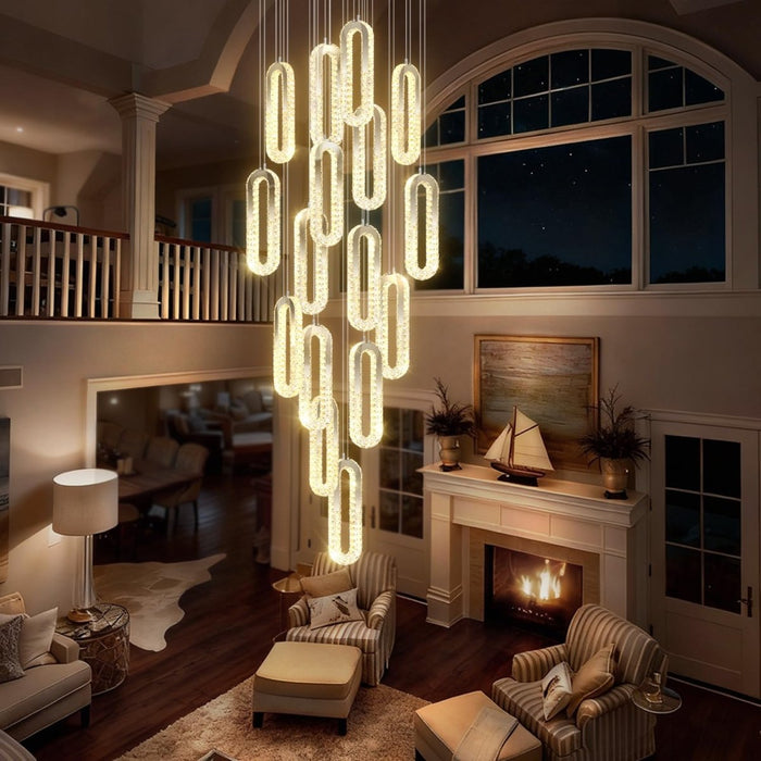 BAMDECOR C3605 15H Modern Oval Ring LED Chandeliers Decor Hanging Lamp Cristal Lustre (Gold) - Amazingooh Wholesale