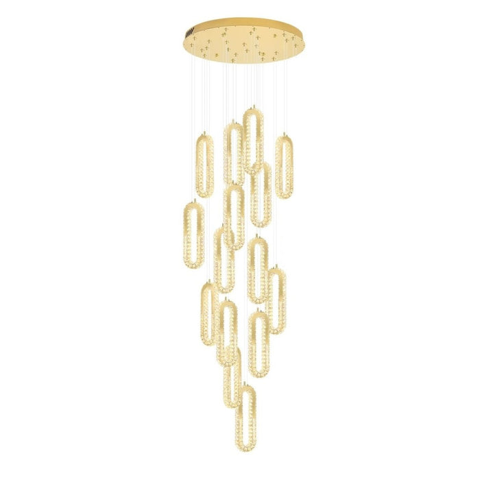 BAMDECOR C3605 15H Modern Oval Ring LED Chandeliers Decor Hanging Lamp Cristal Lustre (Gold) - Amazingooh Wholesale