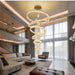 BAMDECOR C3618 Large Swirl Modern Crystal Ring Chandeliers Contemporary Round Chandelier Crystal Pendant Light(Gold-Six Rings) - Amazingooh Wholesale