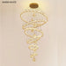 BAMDECOR C3618 Large Swirl Modern Crystal Ring Chandeliers Contemporary Round Chandelier Crystal Pendant Light(Gold-Six Rings) - Amazingooh Wholesale