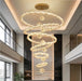 BAMDECOR C3618 Large Swirl Modern Crystal Ring Chandeliers Contemporary Round Chandelier Crystal Pendant Light(Gold-Six Rings) - Amazingooh Wholesale