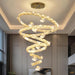 BAMDECOR C3618 Large Swirl Modern Crystal Ring Chandeliers Contemporary Round Chandelier Glass Ball Pendant Light(Gold-Six Rings) - Amazingooh Wholesale