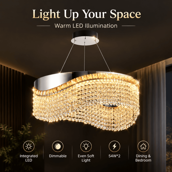 BAMDECOR C3628 Modern Luxury Crystal Ribbon Pendant Chandelier (Black-60cm) - Amazingooh Wholesale