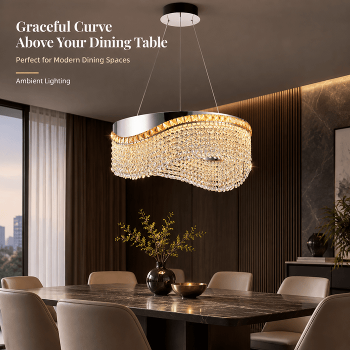 BAMDECOR C3628 Modern Luxury Crystal Ribbon Pendant Chandelier (Black-60cm) - Amazingooh Wholesale