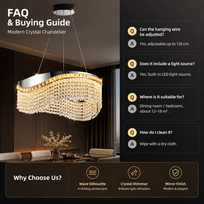 BAMDECOR C3628 Modern Luxury Crystal Ribbon Pendant Chandelier (Black-60cm) - Amazingooh Wholesale
