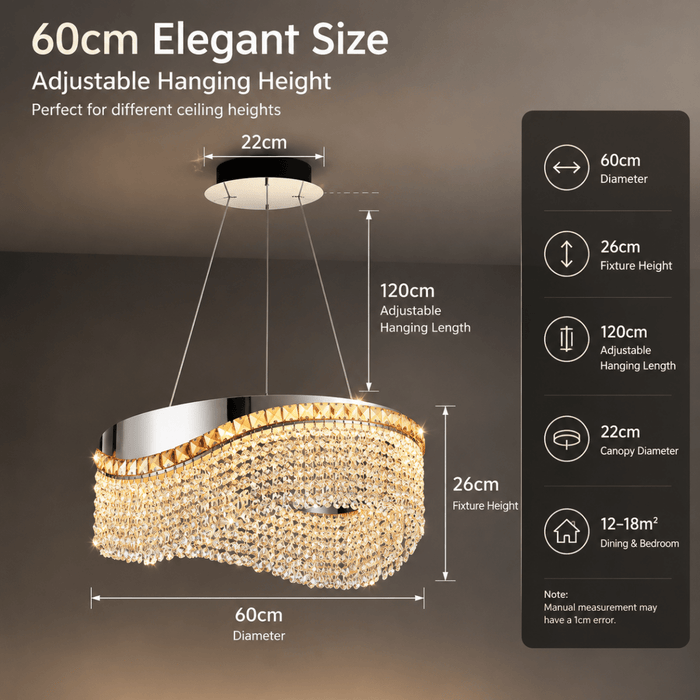 BAMDECOR C3628 Modern Luxury Crystal Ribbon Pendant Chandelier (Black-60cm) - Amazingooh Wholesale