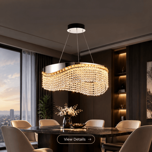 BAMDECOR C3628 Modern Luxury Crystal Ribbon Pendant Chandelier (Black-60cm) - Amazingooh Wholesale