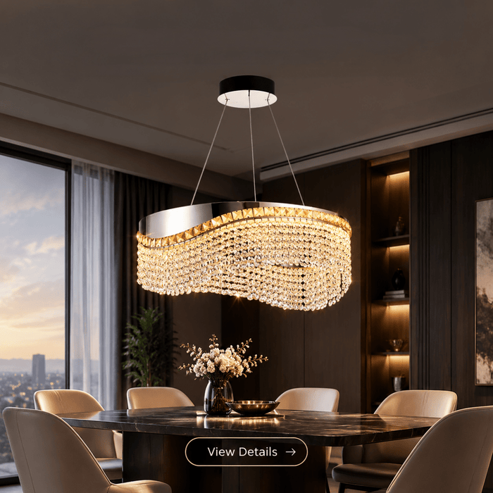 BAMDECOR C3628 Modern Luxury Crystal Ribbon Pendant Chandelier (Black-60cm) - Amazingooh Wholesale