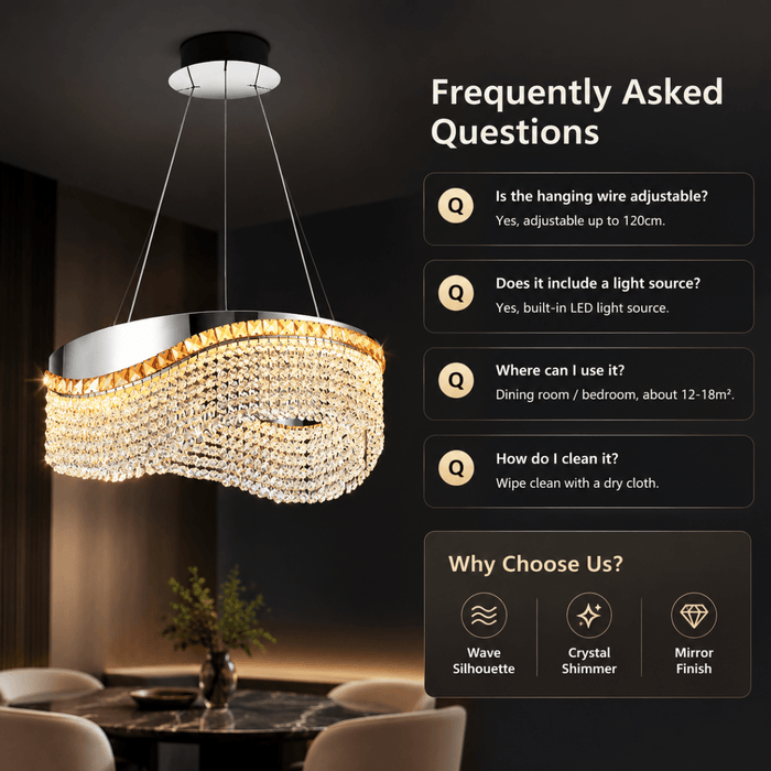 BAMDECOR C3628 Modern Luxury Crystal Ribbon Pendant Chandelier (Black-60cm) - Amazingooh Wholesale