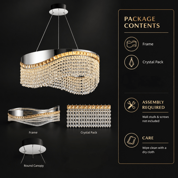 BAMDECOR C3628 Modern Luxury Crystal Ribbon Pendant Chandelier (Black-60cm) - Amazingooh Wholesale