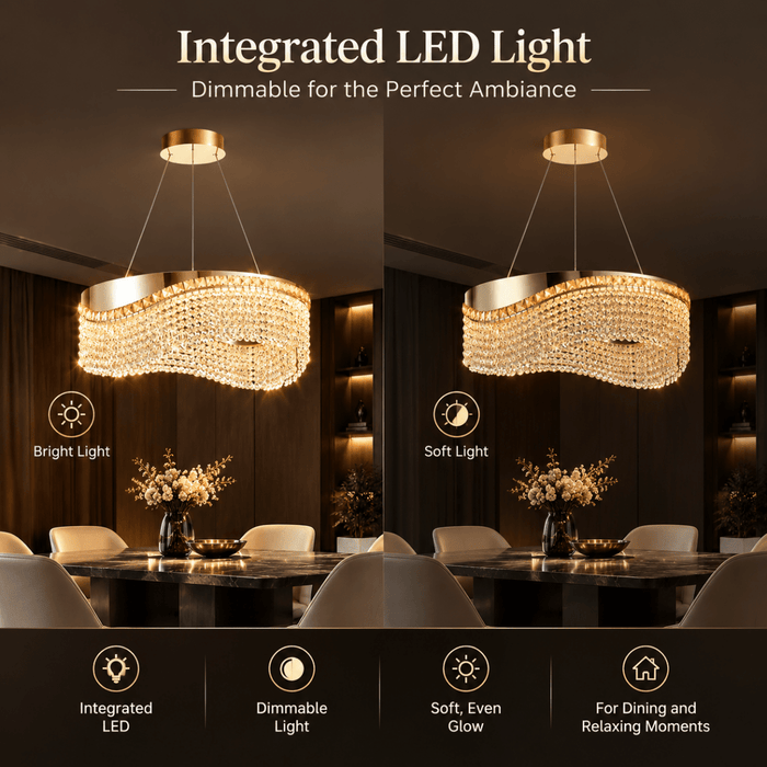 BAMDECOR C3628 Modern Luxury Crystal Ribbon Pendant Chandelier (Gold-60cm) - Amazingooh Wholesale