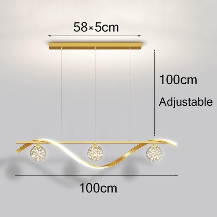 BAMDECOR Chandelier, Modern LED Adjustable Hanging Light Glass Globe Shade Strip Chandelier Apply to Dining Room Kitchen Island Bar Decorative Lighting(Black,Trichromatic Light) - Amazingooh Wholesale