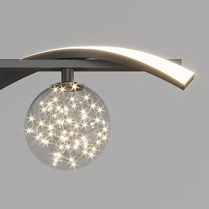 BAMDECOR Chandelier, Modern LED Adjustable Hanging Light Glass Globe Shade Strip Chandelier Apply to Dining Room Kitchen Island Bar Decorative Lighting(Black,Trichromatic Light) - Amazingooh Wholesale