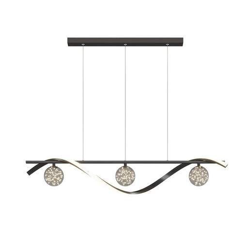 BAMDECOR Chandelier, Modern LED Adjustable Hanging Light Glass Globe Shade Strip Chandelier Apply to Dining Room Kitchen Island Bar Decorative Lighting(Black,Trichromatic Light) - Amazingooh Wholesale