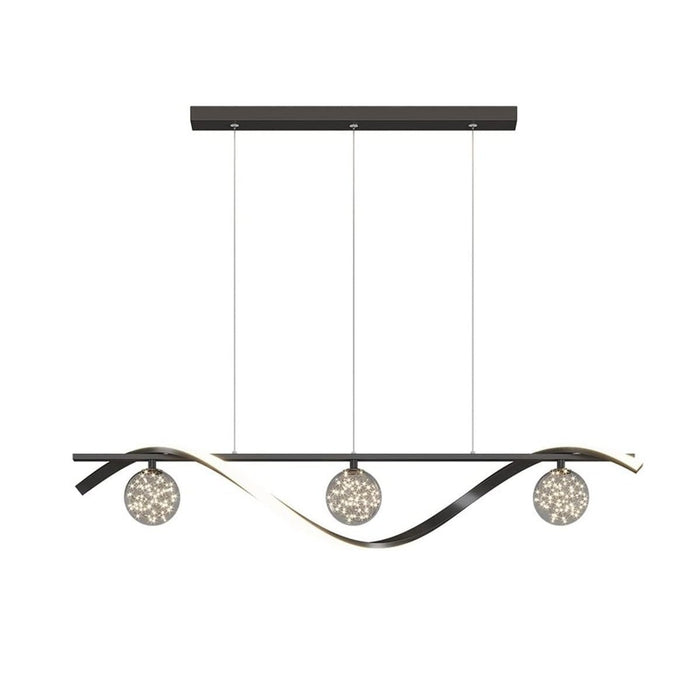 BAMDECOR Chandelier, Modern LED Adjustable Hanging Light Glass Globe Shade Strip Chandelier Apply to Dining Room Kitchen Island Bar Decorative Lighting(Black,Trichromatic Light) - Amazingooh Wholesale