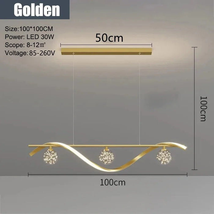 BAMDECOR Chandelier, Modern LED Adjustable Hanging Light Glass Globe Shade Strip Chandelier Apply to Dining Room Kitchen Island Bar Decorative Lighting(Gold,Trichromatic Light) - Amazingooh Wholesale