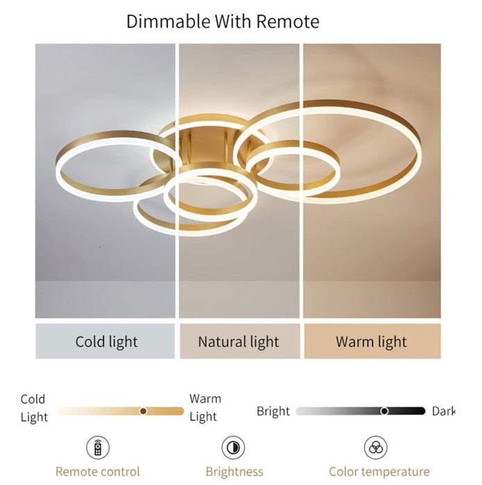 BAMDECOR Gold Modern Minimalist Round LED Ceiling Light Adjustable 3 - Color Modes for Bar, Dining Room, Office - Amazingooh Wholesale