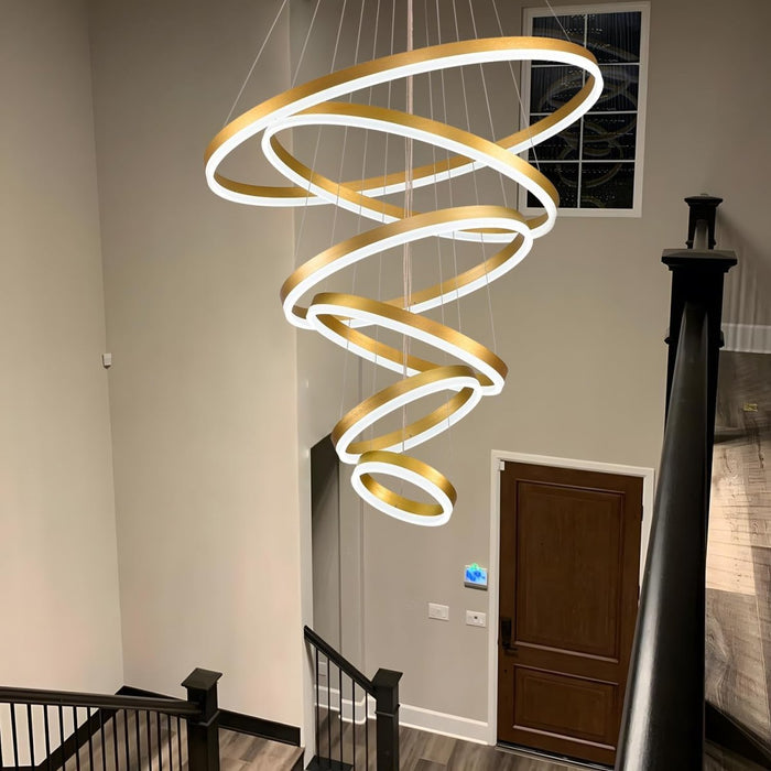 BAMDECOR Gold Nordic Home Decor Dining Room Pendant lamp lights Ceiling Lamp Hanging Light Chandelier Lamps (6 Rings - Gold) - Amazingooh Wholesale