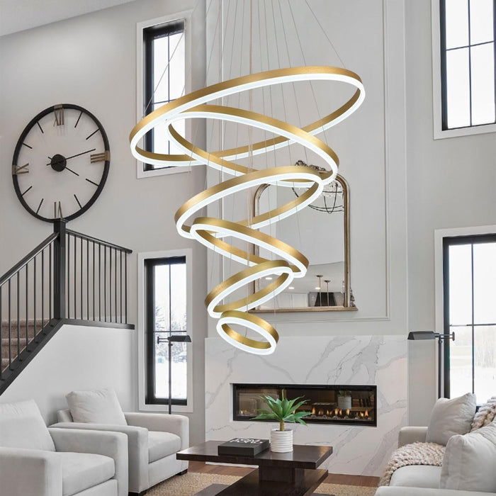BAMDECOR Gold Nordic Home Decor Dining Room Pendant lamp lights Ceiling Lamp Hanging Light Chandelier Lamps (6 Rings - Gold) - Amazingooh Wholesale