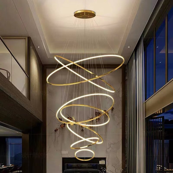 BAMDECOR Gold Nordic Home Decor Dining Room Pendant lamp lights Ceiling Lamp Hanging Light Chandelier Lamps (7 Rings - Gold) - Amazingooh Wholesale