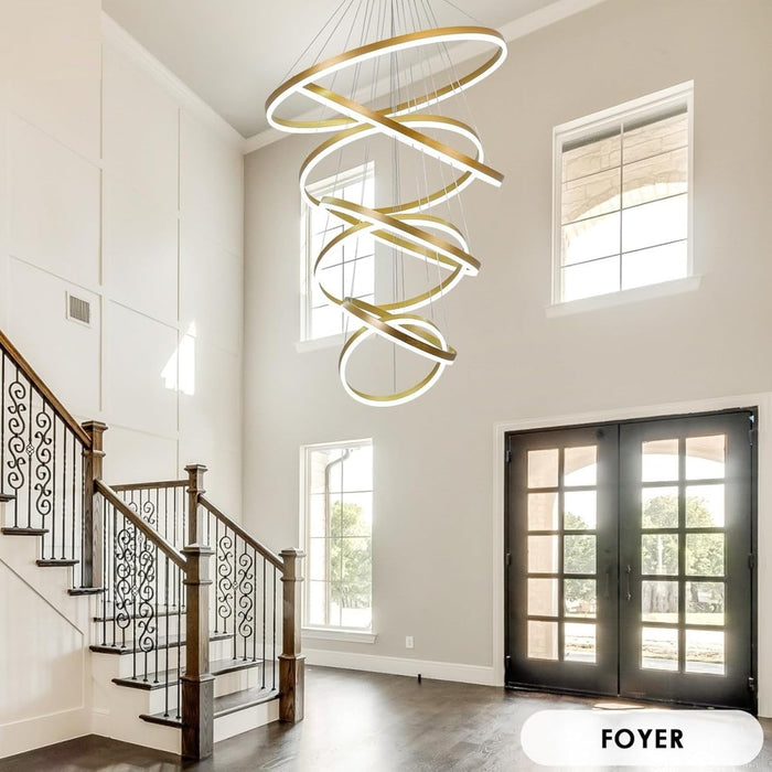 BAMDECOR Gold Nordic Home Decor Dining Room Pendant lamp lights Ceiling Lamp Hanging Light Chandelier Lamps (7 Rings - Gold) - Amazingooh Wholesale