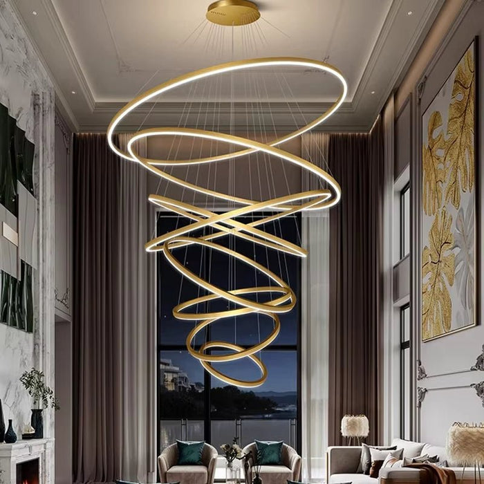 BAMDECOR Gold Nordic Home Decor Dining Room Pendant lamp lights Ceiling Lamp Hanging Light Chandelier Lamps (8 Rings - Gold) - Amazingooh Wholesale