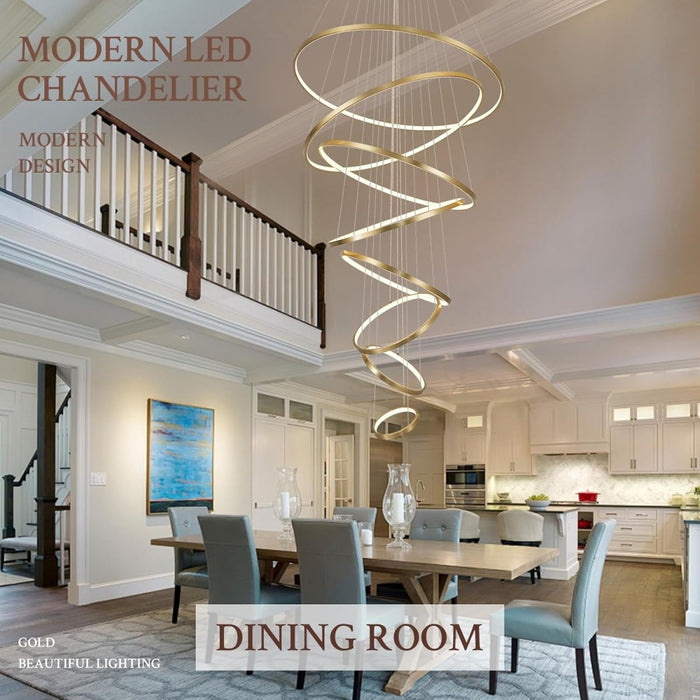 BAMDECOR Gold Nordic Home Decor Dining Room Pendant lamp lights Ceiling Lamp Hanging Light Chandelier Lamps (8 Rings - Gold) - Amazingooh Wholesale