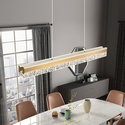 BAMDECOR Gold Nordic Long Dual Dimmable Acrylic Coffee Kitchen Dining Table Pendant Light Minimalist Modern Lighting - Amazingooh Wholesale