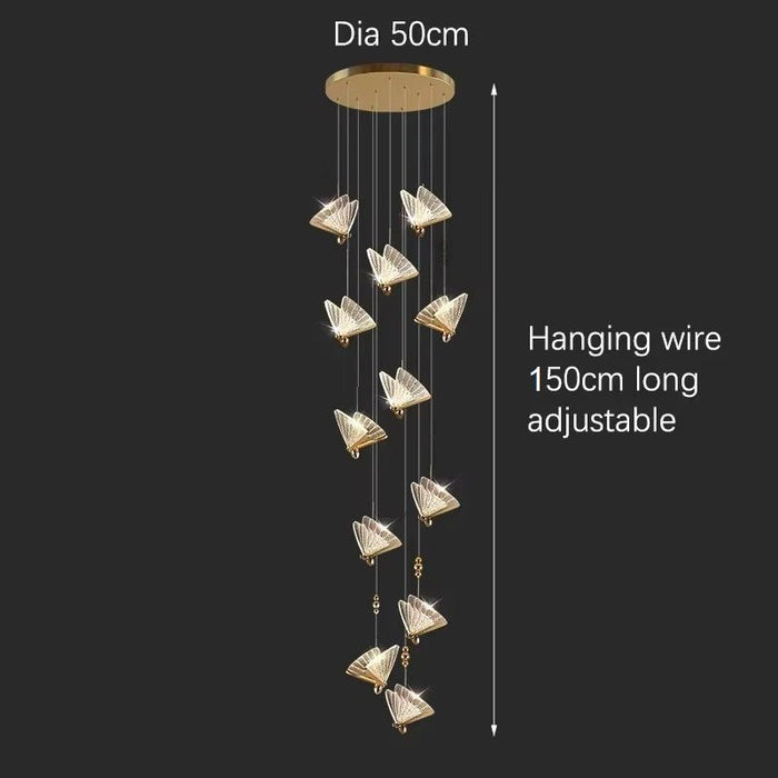 BAMDECOR LED Modern Bedroom Bedside Creative Butterfly Hanging Chandelier Light Fixtures for Stairs Nordic Decoration (12Heads) - Amazingooh Wholesale