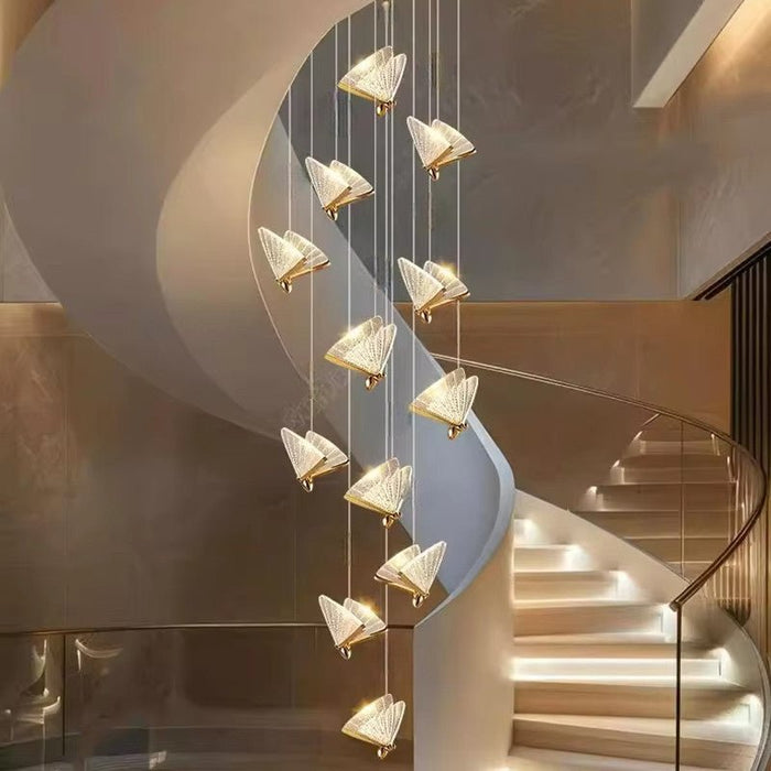 BAMDECOR LED Modern Bedroom Bedside Creative Butterfly Hanging Chandelier Light Fixtures for Stairs Nordic Decoration (12Heads) - Amazingooh Wholesale