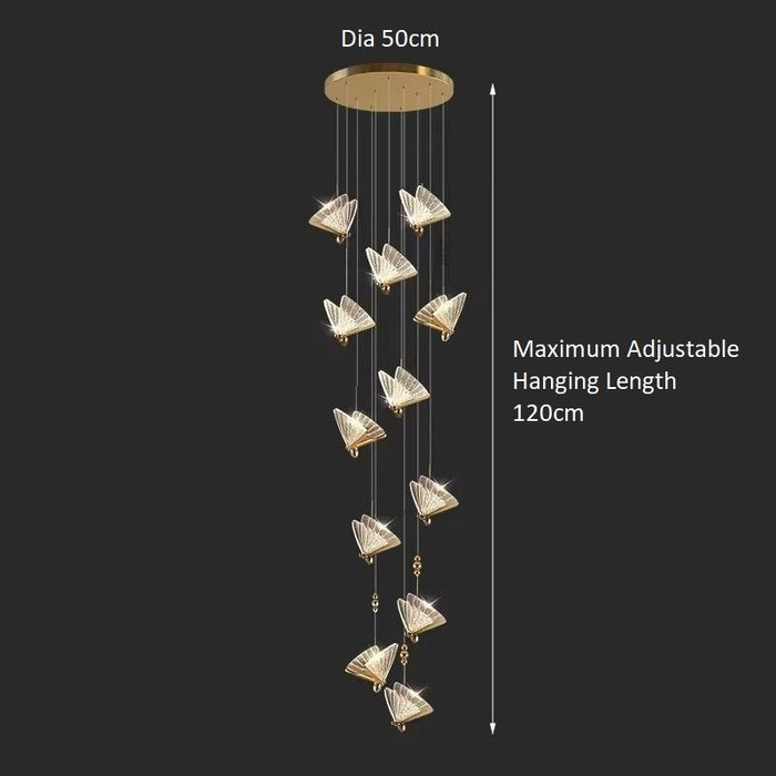 BAMDECOR LED Modern Bedroom Bedside Creative Butterfly Hanging Chandelier Light Fixtures for Stairs Nordic Decoration (12Heads) - Amazingooh Wholesale